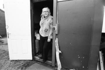09-Anita-in-her-cabin-doorway-Middleton-Cabins-Hartlepool