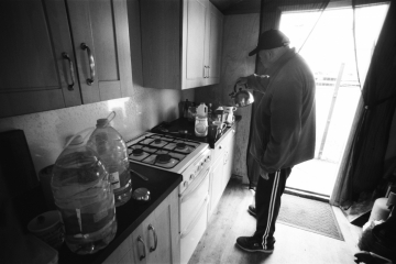23-Asher-in-his-kitchen-Middleton-Fishing-Cabins-Hartlepool